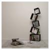 HIHELO Book Case 5-Tier Geometric Bookshelf Creativity Stacked Square Book Shelf Bookcase Home Office Storage Shelves Display Shelf Modern Organizer Bookshelves (Color : Black) view 1