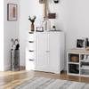 Topeakmart Bathroom Floor Cabinet Cupboard Free Standing Wooden Cabinet Storage Unit Console Table with 4 Drawers & Double Doors, White view 2