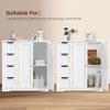 Topeakmart Bathroom Floor Cabinet Cupboard Free Standing Wooden Cabinet Storage Unit Console Table with 4 Drawers & Double Doors, White view 4