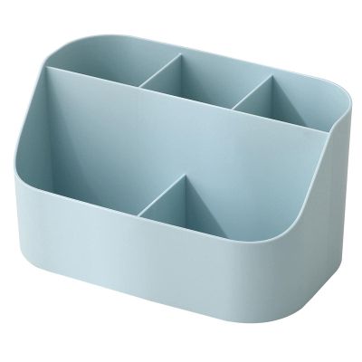 WEBERT Desktop home makeup case, brush pen holder, compartment storage, storage shelf, jewelry storage box, plastic sundries organizer box Glacier blue