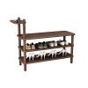 IBOWZ Storage Shoe Bench Shoe Storage Bench Shoes Cabinet Bench Shoe Bench with Seat 3-Tier Wooden Shoe Bench Shoe Rack Bench for Entryway Shoe Rack for Living Room Bedroom Hallway Easy to Assemble view 1