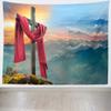 BELECO Jesus Christ Tapestry Backdrop with Cross Art Wall Decor Mountain Scenery Wallpaper Church Party Decorations Easter Christian Religious Tapestry Wall Hanging Home Decor for Bedroom Living Room view 1