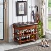 IBOWZ Storage Shoe Bench Shoe Storage Bench Shoes Cabinet Bench Shoe Bench with Seat Shoe Bench 2-Tier Bamboo Shoe Storage Organizer with Soft Cushion,for Entryway Hallway Furniture Wooden view 2