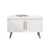 IBOWZ Storage Shoe Bench Shoe Storage Bench Shoes Cabinet Bench Shoe Bench with Seat Wooden Shoe Bench with Adjustable Partition Modern Shoe Stool Shoe Cabinet with Soft PU Seat,White,60 x 33 x 48 CM view 1