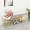 Storage Shoe Bench Shoe Storage Bench Shoes Cabinet Bench Shoe Bench with Seat 2 Tiers Shoe Rack for Entryway Industrial Shoe Bench with Soft Seating and Anti-slip Foot Pad Retro Modern Fashion Clas view 2