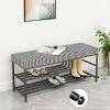 Storage Shoe Bench Shoe Storage Bench Shoes Cabinet Bench Shoe Bench with Seat 2 Tiers Shoe Rack for Entryway Industrial Shoe Bench with Soft Seating and Anti-slip Foot Pad Retro Modern Fashion Clas view 3