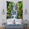 BELECO Forest Garden Waterfall Tapestry Wall Hanging Mountain Rocks Flowing Water Scenery Green Plants Trees Beautiful Nature Wall Tapestry for Home Bedroom Living Room Dorm Decor view 3