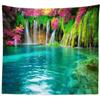 BELECO Forest Lake Tapestry Wall Hanging Picturesque Waterfall Tapestry Blooming Flowers Photo Backdrop Flowing Water Green Scenery Nature Tapestry Bedroom Living Room Dorm Decor view 1