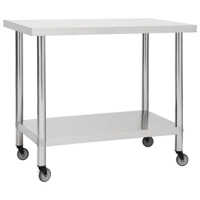 YAFF Kitchen Work Table with Wheels 31.5"x23.6"x33.5" Stainless Steel(0)