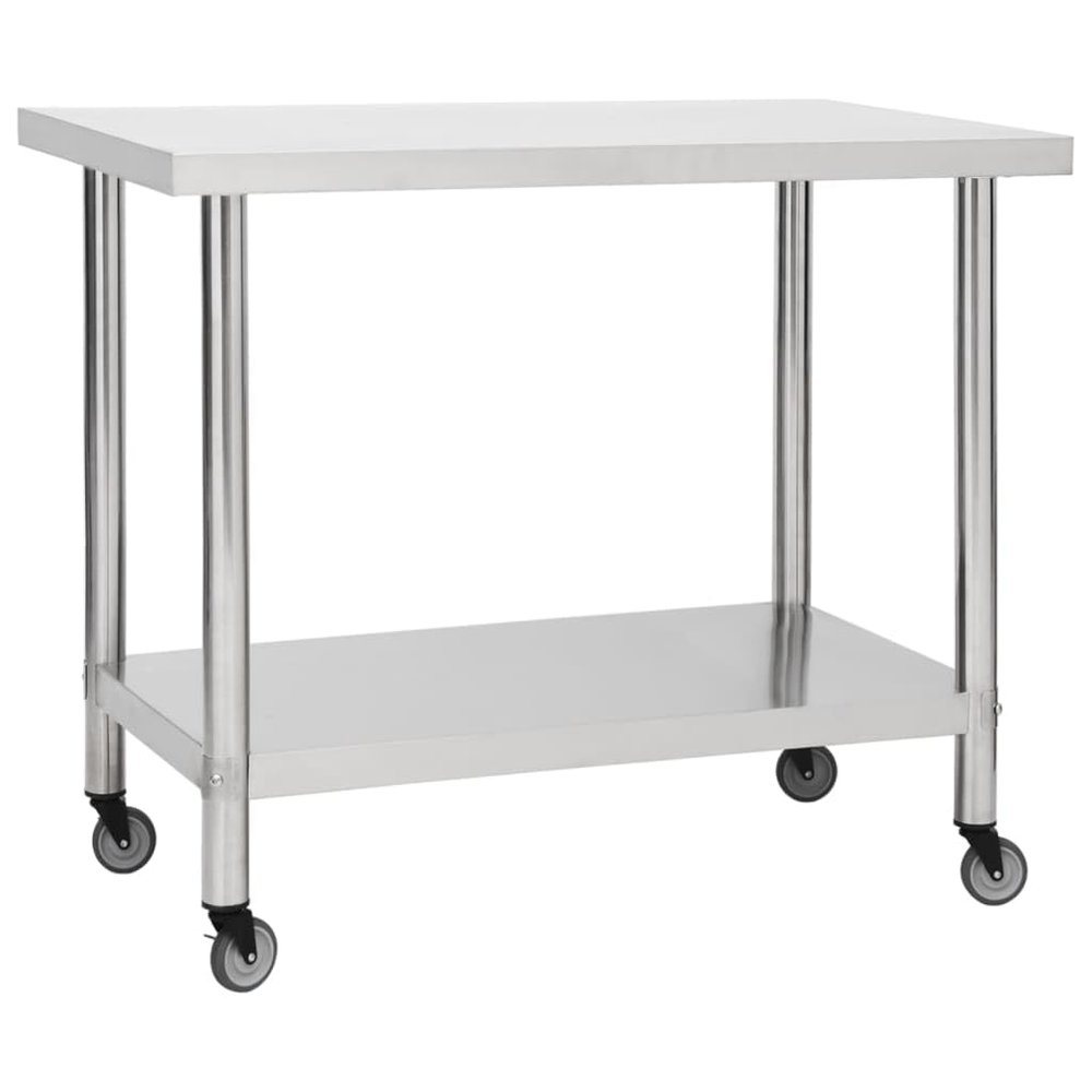 YAFF Kitchen Work Table with Wheels 31.5"x23.6"x33.5" Stainless Steel(0)