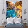 BELECO Forest Lake Tapestry Picturesque Mountain Waterfall Tapestry Wall Hanging Amazing Waterfall in Plitvice Lakes National Park Croatia Photo Backdrop Bedroom Living Room Dorm Decor view 3