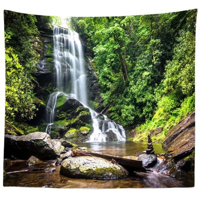BELECO Forest Waterfall Tapestry Wall Hanging Jungle Forest Mountain Rocks Stream Nature Tapestry Bohemia Tropical Rainforest Scenery Wall Tapestry for Bedroom Living Room Dorm Decor