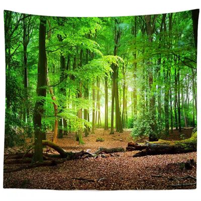 BELECO Magical Forest Tapestry Jungle Forest Nature Scenic Tapestry Green Trees Fallen Leaves Art Wall Decor Forest Landscape Tapestry Wall Hanging for Bedroom Living Room Dorm Decor