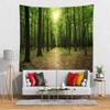 BELECO Forest Nature Tapestry Jungle Woods Pathway Yellow Fallen Leaves Sunshine Background for Wall Tapestry Dark Tree Trunks Nature Tapestry Forest Theme Party Wall Decor Bedroom Living Room Decor view 2