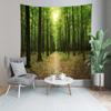 BELECO Forest Nature Tapestry Jungle Woods Pathway Yellow Fallen Leaves Sunshine Background for Wall Tapestry Dark Tree Trunks Nature Tapestry Forest Theme Party Wall Decor Bedroom Living Room Decor view 4
