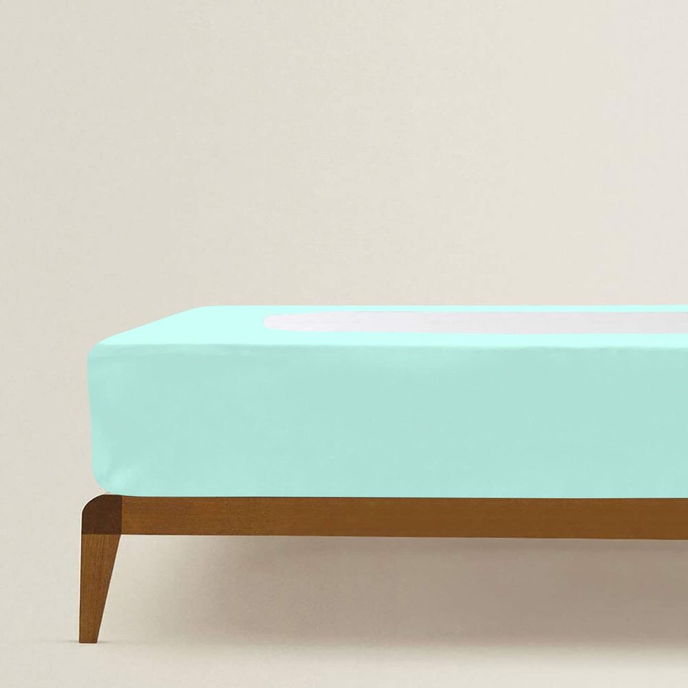Box Spring Cover RV Bunk Size, Elastic Fabric Wrap Around 4 Sides Bed Skirt, Ultra Soft & Wrinkle Free, Sleek Alternative Replacing Bedskirts for Hotel/Home, Fits Box Springs up to 6", Aqua Blue