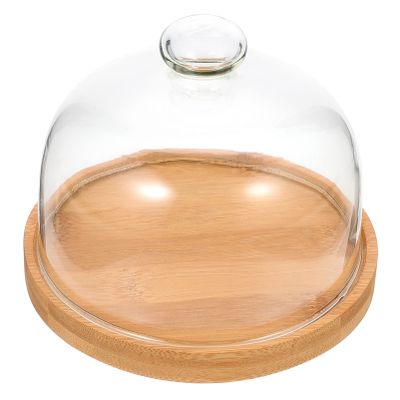 1 Set Dessert Tray Utensil Holder Display Dome Cloche Plate Serving Cover Desert Cloche Dome Food Serving Cover Butter Dish Dome Tray Cake Display Cover Glass Fruit Dish Wood