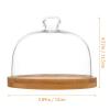 1 Set Dessert Tray Utensil Holder Display Dome Cloche Plate Serving Cover Desert Cloche Dome Food Serving Cover Butter Dish Dome Tray Cake Display Cover Glass Fruit Dish Wood view 3