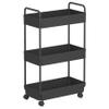 Buzowruil Rolling Storage Cart 3 Tier Organizer Mobile Shelving Unit Storage Rolling Utility Cart with Wheels for Kitchen Bathroom Laundry,Black view 1