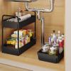 Buzowruil Rolling Storage Cart 3 Tier Organizer Mobile Shelving Unit Storage Rolling Utility Cart with Wheels for Kitchen Bathroom Laundry,Black view 3