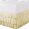 1 PC Multi Ruffle Bed Skirt - Wrap Around Bed Skirts 100% Pure Cotton 600 TC Elastic Dust Ruffles with Platform 24" Drop -3 Side Coverage Waterfall Bedskirt Ivory/Full view 2