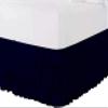 1 PC Multi Ruffle Bed Skirt - Wrap Around Bed Skirts 100% Pure Cotton 600 TC Elastic Dust Ruffles with Platform 24" Drop -3 Side Coverage Waterfall Bedskirt Navy Blue/Queen view 2