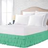 1 PC Multi Ruffle Bed Skirt - Wrap Around Bed Skirts 100% Pure Cotton 600 TC Elastic Dust Ruffles with Platform 24" Drop -3 Side Coverage Waterfall Bedskirt Aqua/Twin view 1