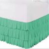 1 PC Multi Ruffle Bed Skirt - Wrap Around Bed Skirts 100% Pure Cotton 600 TC Elastic Dust Ruffles with Platform 24" Drop -3 Side Coverage Waterfall Bedskirt Aqua/Twin view 2