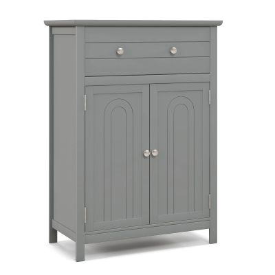Tangkula Bathroom Floor Cabinet, Free Standing Wooden Storage Cabinet with Large Drawer and 2 Doors, 3 Heights Adjustable Shelf, Organizer for Living Room (Gray), (61554-HW-TA)
