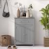 Tangkula Bathroom Floor Cabinet, Free Standing Wooden Storage Cabinet with Large Drawer and 2 Doors, 3 Heights Adjustable Shelf, Organizer for Living Room (Gray), (61554-HW-TA) view 2