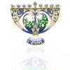 Cohen Tsemach Art&Gift Hand Painted Blue Enamel Jerusalem pomegranate Design Menorah view 3