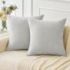 MIULEE Pack of 2 Light Gray Throw Pillow Covers 20x20 Inch Soft Chenille Pillow Covers for Sofa Living Room Couch Solid Dyed Cases view 1