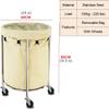 FSunKoFu Rolling Laundry Basket Round, Mobile Vertical Sturdy Washing Clothing Hamper, Nursery Motels Nursing Homes Housekeeping, Load 100kg (Size : 60cm(24")) view 2