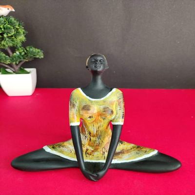 Western Eiderdown Presents Presents New Women Yoga Showpiece(Black & Golden) Yoga Posture Lady Statue Poly Resin Figurine for Home Table Top Living Room Hall Bedroom Shelf #Aport-575
