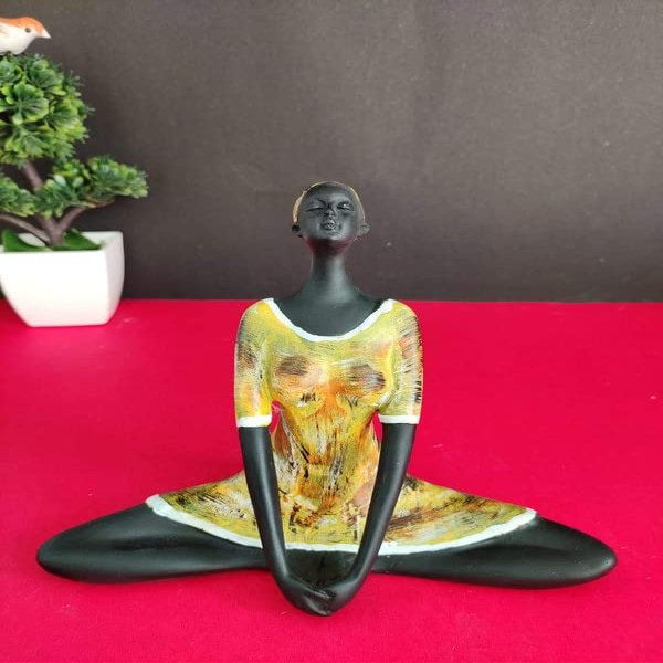 Western Eiderdown Presents Presents New Women Yoga Showpiece(Black & Golden) Yoga Posture Lady Statue Poly Resin Figurine for Home Table Top Living Room Hall Bedroom Shelf #Aport-575