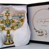 Cohen Tsemach Art & Gift Hand Painted Enamel Menorah Star of David Turquoise Hanukkiah hanukkah view 3