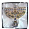 Cohen Tsemach Art & Gift Hand Painted Enamel Menorah Star of David Blue Hanukkiah hanukkah view 3