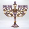 Cohen Tsemach Art & Gift Hand Painted Enamel Menorah Star of David purple Hanukkiah hanukkah view 2