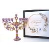 Cohen Tsemach Art & Gift Hand Painted Enamel Menorah Star of David purple Hanukkiah hanukkah view 4