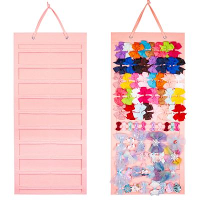 Bow Hanger for Girls Hair Bows - Large Wall, Door, Closet Organizer - Pink
