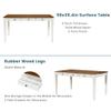 6-Piece Dining Table Set with 1 Storage Drawer/2 Decorative Drawer, Wood Kitchen Table Set with Upholstered Chairs and Bench, 2-Tone Finish Table Top (Walnut Tabletop+Butter Milk Frame+Grey Fabric) view 4