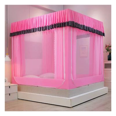 Bed Canopy Pink Bed Canopy and Bed Curtain for Girls' Bedroom Decoration, Multi-Functional Mosquito Nets, for Single Double Beds, with Bracket (Color : Pink, Size : 180x200cm)
