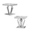 ACEDCOR Silver End Table, Gray Living Room Table with Silver Geometric Metal Base for Living Room, Bedroom, Sofa Couch, Set of 2 view 1