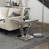 ACEDCOR Silver End Table, Gray Living Room Table with Silver Geometric Metal Base for Living Room, Bedroom, Sofa Couch, Set of 2 view 2