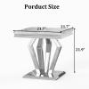 ACEDCOR Silver End Table, Gray Living Room Table with Silver Geometric Metal Base for Living Room, Bedroom, Sofa Couch, Set of 2 view 3