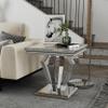 ACEDCOR Silver End Table, Gray Living Room Table with Silver Geometric Metal Base for Living Room, Bedroom, Sofa Couch, Set of 2 view 4