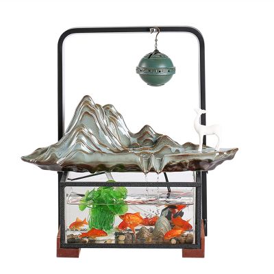 BNNP Indoor Tabletop Fountains Tabletop Desktop Fountain with LED Light Rockery Zen Meditation Indoor Waterfall Feature Suitable for Office Home Bedroom Desk Decoration Decoration Meditation Fountain