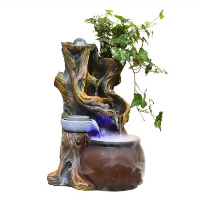 Indoor Tabletop Fountains Indoor Tabletop Fountain Zen Wooden Stakes Landscape Decoration - Indoor Waterfall Fountain for Office Home Bedroom or Dining Area Decor Decoration Meditation Fountain ( Size