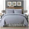 ZTGL Solid Color Quilt Set Full Queen Size Reversible Quilted Bedspread Coverlet 3-Piece Lightweight Comforter Stitched Bedding Set Bed Sheet Cover Blanket with 2 Pillow Shams,Grey,230x250cm view 2