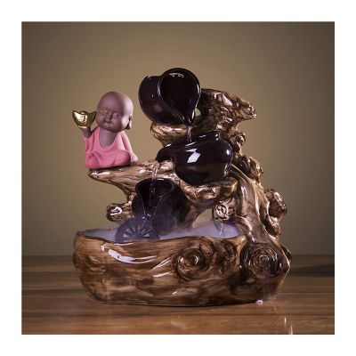 BNNP Indoor Tabletop Fountains 12.2" Tall Indoor/Outdoor Ceramics Fountain Tabletop Zen Fountain Fountain Fengshui Indoor Decoration  for Office and Home Decor Decoration Meditation Fountain